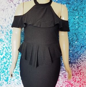 Black Plus Size  Peplum Dress